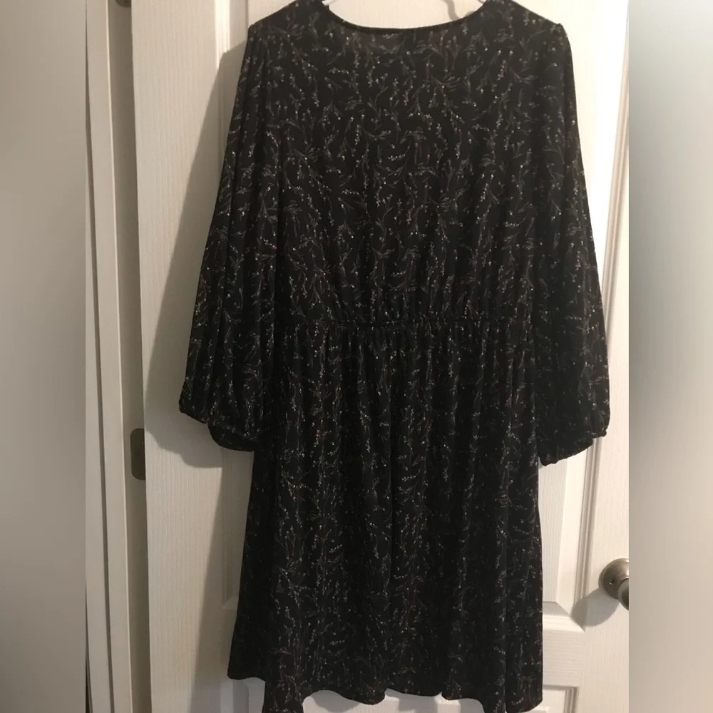 New Ava & Viv Womens Size 1x 3/4 inch boho sleeves dress with pockets in black - Picture 5 of 5